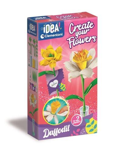 Clementoni Idea - Create Your Flowers, Kit Creativo per Comporre Fiori, Bambini 8+ Anni, con 2 Narcisi in Carta da Assemblare e Personalizzare, Idea Regalo Gioco Made in Italy, Lingua Italiana, 18876