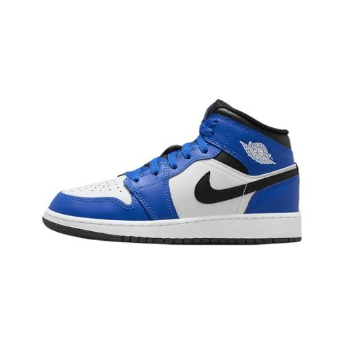 NIKE Air Jordan 1 Mid GS Grade Scuola Formatori Sneakers Scarpe Moda, Gioco Royal White, 39 EU