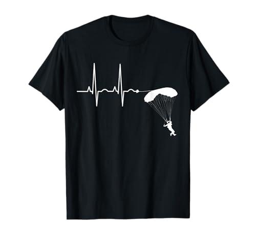 Attrezzatura per Sport Aerei Idea Regalo Maglietta Paracadute Heartbeat Figura Paracadutismo Skydive Maglietta Unisex Bambini Adolescenti Adulti Nero Manica Corta S