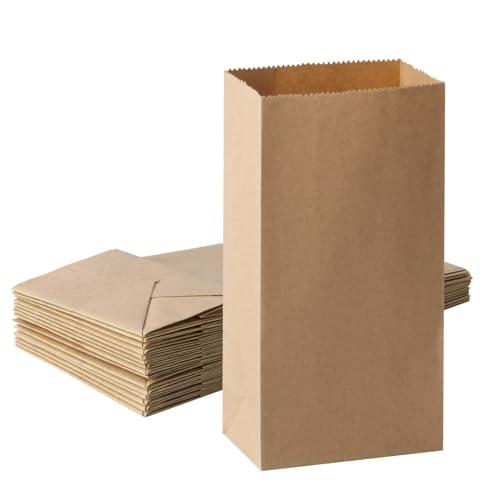 50 sacchetti di carta marrone piccoli, sacchetti kraft per alimenti, regalo per feste Halloween, Natale, compleanno, panetteria, bomboniere, 9 x 5.5 x 18 cm (S)