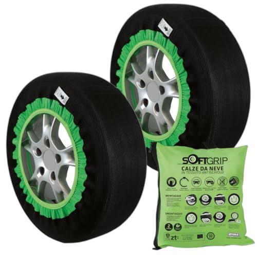 Magazzini GM SOFTGRIP, Calze da Neve in Tessuto Antiscivolo, Omologate Europa EN 16662-1,Montaggio Facile e Veloce, Misure per tutti gli Pneumatici (Gruppo, 4)