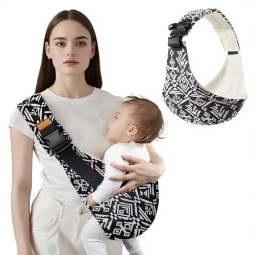HTTDSLF Fascia Porta Bebe, Marsupio Neonato, Marsupio Laterale Neonato, Baby Carrier Toddler Carrier, Bambino 3 a 36 Mesi, per Bambini Fino a 15 KG, Nero