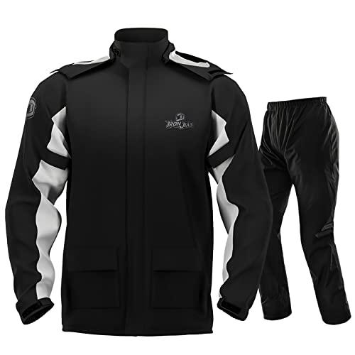 IRON JIA'S Tuta Impermeabile Moto Uomo Abbigliamento Giacca Impermeabile Moto Leggero Antivento Traspirante Moto Bici Alpinismo Nero M