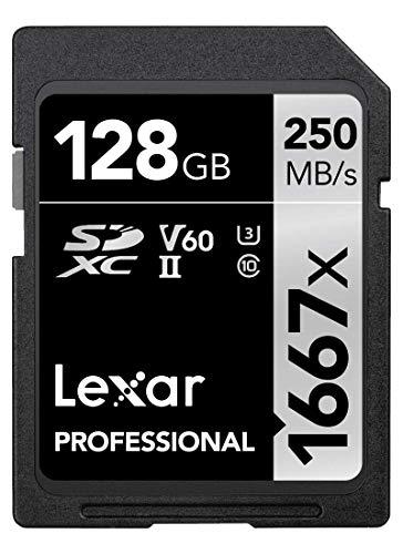 Lexar Professional 1667x Scheda di memoria SDXC 128 GB, UHS-II, Fino a 250 MB/s di lettura, Class 10, U3, V60, per Fotografi Professionisti, Videografi, Appassionati (LSD128CB1667)