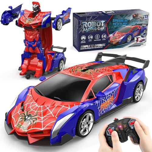 Mieryd Macchina Telecomandata Robot, Spider Auto Radiocomandata Trasformabile Giochi Bambini Bimbi 3 4 5 6 7 8 9 Anni, 1:18 Macchinina RC Car Elettrica Giocattolo Gioco Regalo Compleanno Natale