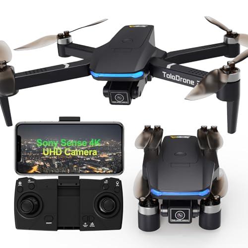 Toladrone Drone con Fotocamera 4K UHD per Adulti, Droni GPS con Motore Brushless, Trasmissione in Tempo Reale 5G, Seguimi, Ritorno Automatico, Drone per Principianti TD31GPS
