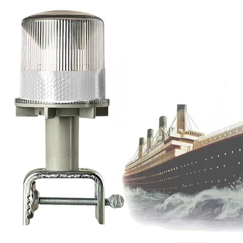 Luci di Navigazione per Barche Impermeabili IP65, Faro di Sicurezza per Barche ad energia Solare (Luce Lunga + Lampeggiante), Rosso/Verde/Bianco, Bianco