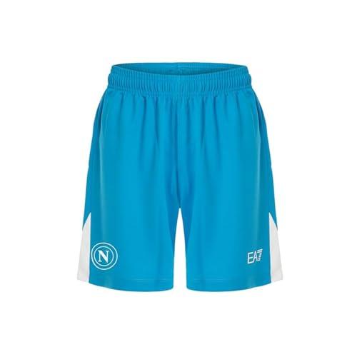 SSC NAPOLI Pantaloncino Gara Azzurro, EA7 Prodotto Ufficiale, Shorts Calcio Adulto 2024/2025 - M