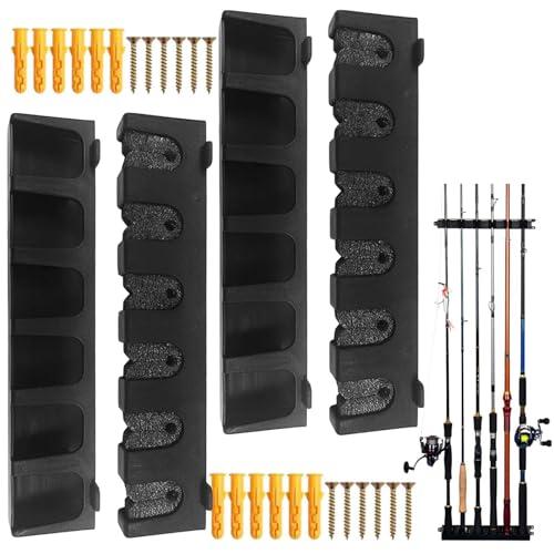 Tkxjry 2 Paia Supporto da Parete per Canna da Pesca, Portacanne Parete Supporti, Supporto Canna da Pesca a Parete, Supporto Da Parete Portacanne, per 6 Canne da Pesca, per Garage Barca Cabina