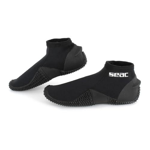 Seac Tropic, Calzari da Subacquea in Neoprene 2 mm con Suola Rigida e Protezioni su Tallone, S, nero