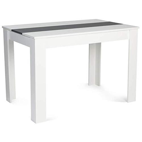 IDMarket - Tavolo da pranzo ROZY per 4 persone, 110 cm, colore: Bianco/Grigio