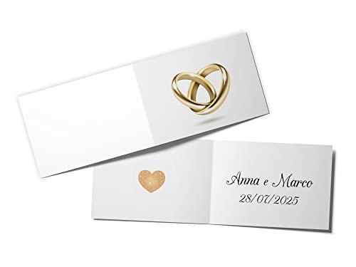 110 Bigliettini Bomboniera Matrimonio Fedi in Oro e Argento