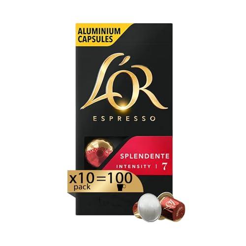 L'Or - Capsule Caffè Espresso Splendente - 100 Capsule in Alluminio - Intensità 7 - Compatibili con Macchine Nespresso®* original - 10 Confezioni da 10 Capsule