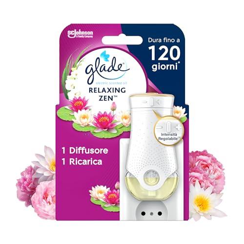 Glade Liquido Elettrico Profumatore per Ambienti con Olii Essenziali, Fragranza Relaxing Zen, 1 Diffusore e 1 Ricarica