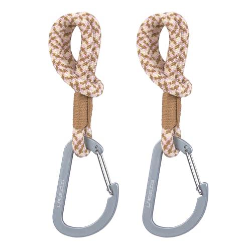 LÄSSIG Ganci per Passeggino Porta Borse Appendere Borse Shopping Borsa per Passeggino 2 pezzi/Stroller Hooks Cord camel/vanilla/lavend