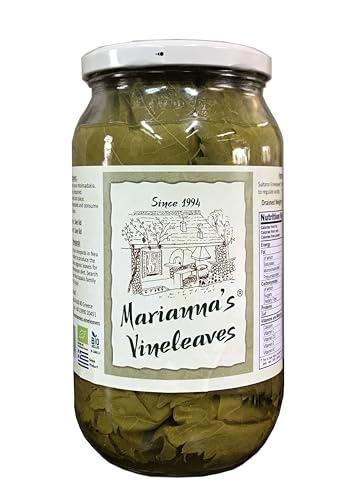 Marianna’s Foglie di Vite Biologiche Greche – 400g (Peso Sgocciolato, circa 120 foglie) – Ideali per Dolmades e Ricette Mediterranee