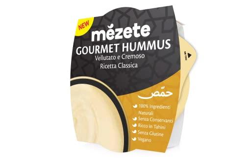 Mezete, Gourmet Hummus Classico, Crema a Base di Ceci 100% Naturale, Ideale Come Antipasto o Aperitivo su dei Crostini, Come Accompagnamento a Verdure Crude, No Conservanti e Glutine, 70 gr