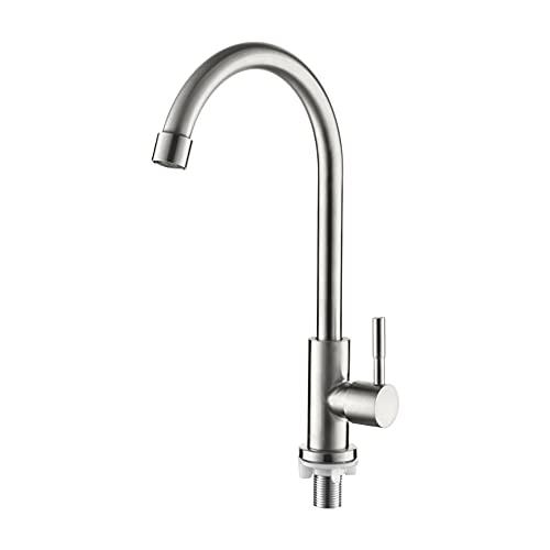 Ibergrif Rubinetto Acqua Fredda Cucina, Rubinetto Solo Acqua Fredda 360° Girevole, Miscelatore Cucina Acciaio Inox con Flessibili 50cm, Rubinetto Lavabo per Cucina, Lavatoio & Esterno-M18703