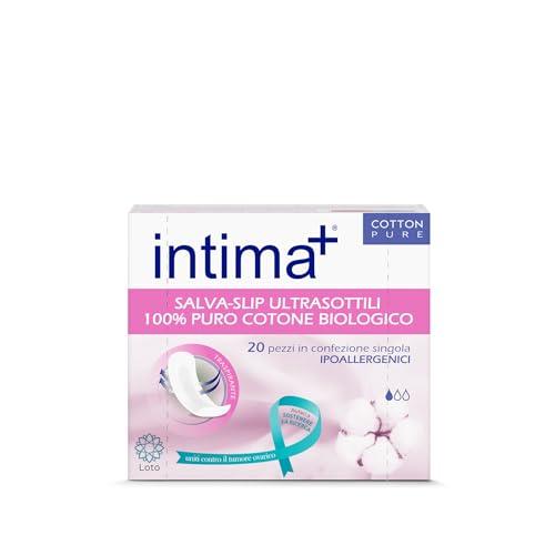 Intima+ | Salvaslip Ultrasottili in Puro Cotone Biologico, per Intimo Donna, Ipoallergenici, pH Fisiologico - 20 Pezzi