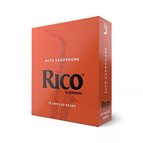 D'Addario Woodwinds - Rico Alto Sax Reeds - Ance Per Sassofono Contralto - Ance Per Sassofono Contralto Realizzate Per Principianti, Studenti, Educatori - Strength 2.5-10-Pack