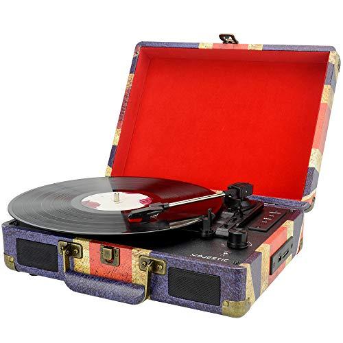 Majestic TT-43 BT/USB/SD/AX, Valigetta Giradischi 33/45/78 Giri Portatile con Bluetooth e Ingressi USB/SD Recorder, Bandiera UK