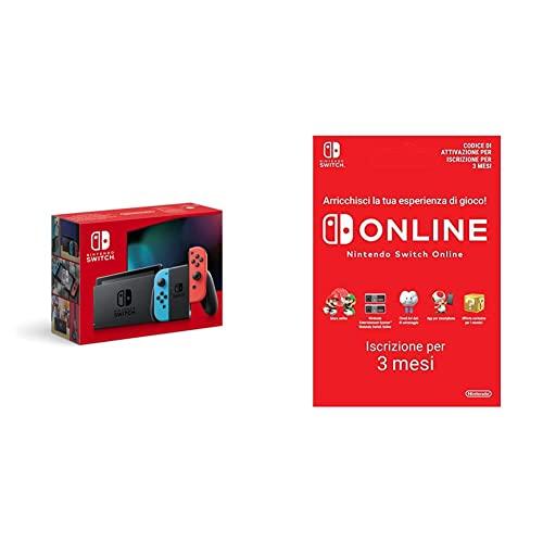 Nintendo Switch con Joy-Con Rosso Neon e Blu Neon [Ed. 2022] + 90 Giorni Switch Online Membri (Individual) Codice download