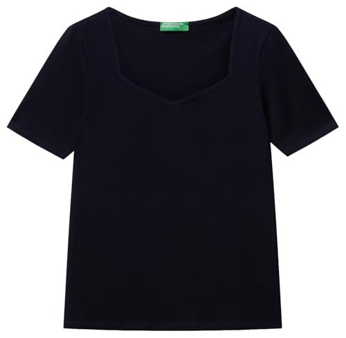 United Colors of Benetton T-Shirt 3FJHD401P, Blu, S Donna