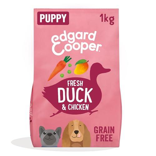 Edgard Cooper Cibo Secco per Cuccioli - (Anatra & Pollo, 1kg), Senza Cereali, Supplemento per Articolazioni & Ossa per Cani, carne fresca, ricco di aminoacidi essenziali per un intestino sano