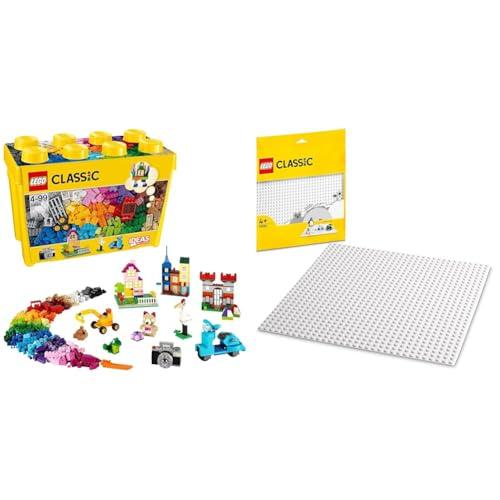 LEGO 10698 Classic Scatola Mattoncini Creativi Grande, Contenitore Idee Creative & 11026 Classic Base Bianca, Tavola per Costruzioni Quadrata con 32x32 Bottoncini