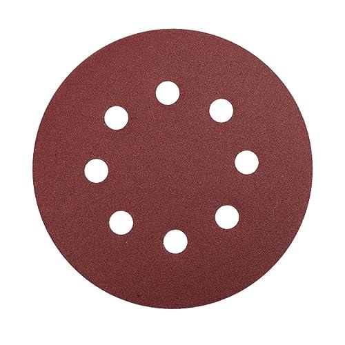 Secwell 20 Pezzi Dischi Abrasivi 180mm Carta Abrasivi a 8 Fori Rotondi di Carta Vetro Abrasiva Grana 180