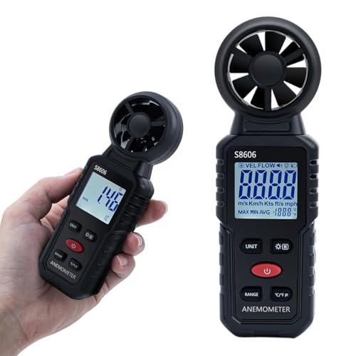 Tolesum Anemometro Portatile 3 in 1,Misuratore di Velocità del vento,Tachimetro, Misurator e di Livello del Vento,Misuratore di Portata d'aria per Esterni,Nela, Surf, Volo e tiro