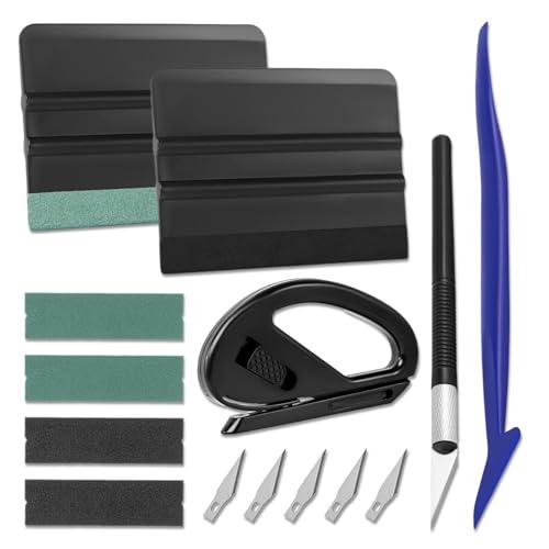 Art3d Kit di strumenti per pellicola per finestre Kit professionale per pellicola auto con raschietto in feltro e pezzi di ricambio in feltro, coltello artigianale e lame, tagliatore di vinile sicuro