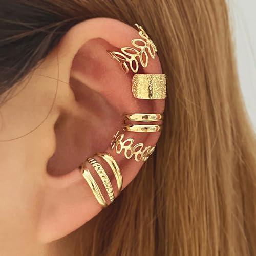 Set di orecchini ear cuff diversi color oro, Regular, Ottone, Nessuna pietra preziosa