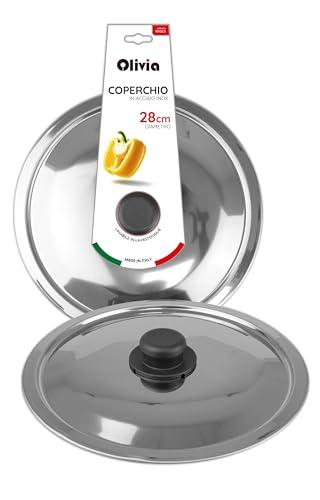 IPEA Coperchio per Padella o Pentola in Acciaio Inox - 18/20 / 22/24 / 26/28 cm - Coperchio Rotondo Universale con Pomello per Padelle da Cucina e Pentole - Lavabile in Lavastoviglie