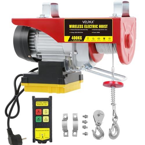 Paranco Elettrico, Capacità di Sollevamento 400 kg, Altezza di Sollevamento Elettrica 12 m,Argano Elettrico 850W,Velocità di Sollevamento 10m/min,Vericello con Radiocomando