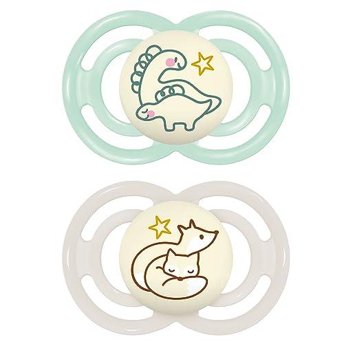 MAM Perfect Night Silicone 6-16 M., 2 pezzi, Dino/Volpe