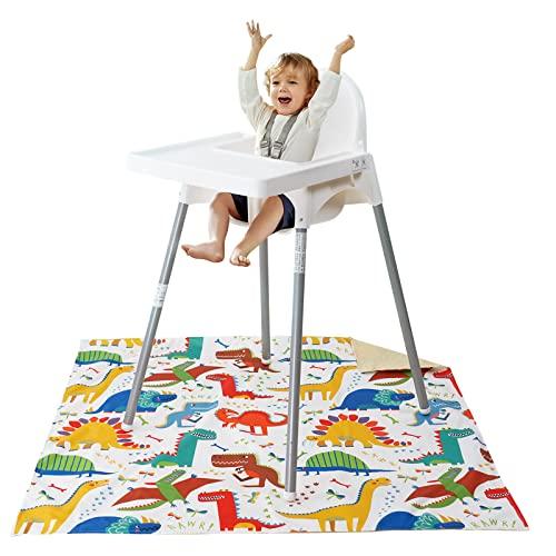 Winthome Tappetino Seggiolone Bimbi Impermeabile e Antiscivolo- Tappeto Bambini Pulisce Facilmente, Tappeto per la Pappa Pieghevole, Tappeto Svezzamento Proteggere il Pavimento, 110x110cm