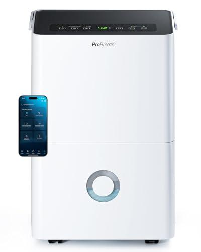 Pro Breeze Deumidificatore Casa Muffa 30L/giorno, display digitale dell'umidità, Drenaggio continuo, Timer 24 ore, Funzione di sbrinamento automatico - Ideale per umidità e condensa