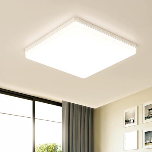 EASY EAGLE Plafoniera Led Soffitto Quadrata 48W Moderni Luce 3000K 4800LM IP44 Lampada per Bagno Cucina Camera da Letto Sala Soggiorno Corridoio Ufficio Cantina Ø30CM