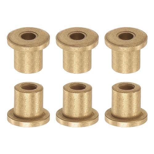 QUARKZMAN 6pz Flangia Cuscinetto Manicotto 4mm Alesaggio x 8mm OD x 10mm Lunghezza x 2mm Flangia Spessore, Bronzo Boccola Autolubrificante Boccole Manicotto per Attrezzature Industriali