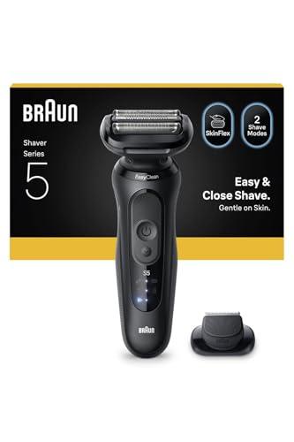 Braun Serie 5 Rasoio elettrico, fino a 50 minuti, tappo di precisione per rifinitore senza fili, rasoio da uomo a umido e asciutto, 100% impermeabile, 52-N1200S, nero