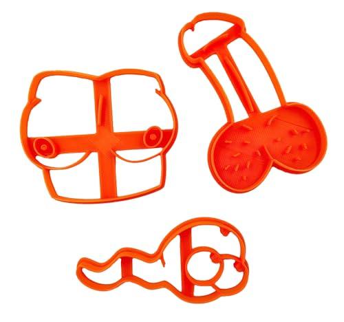 PlasticJewels - Set di 3 Tagliabiscotti a tema sesso con forma di seno, pene e spermatozoo per adulti