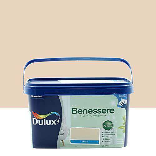 Dulux Benessere Pittura Colorata all'Acqua per Interni Superlavabile Anti Muffa Anti Batteri con Ioni D'Argento, 2.5 Litri, Beige Macadamia, 2.5L