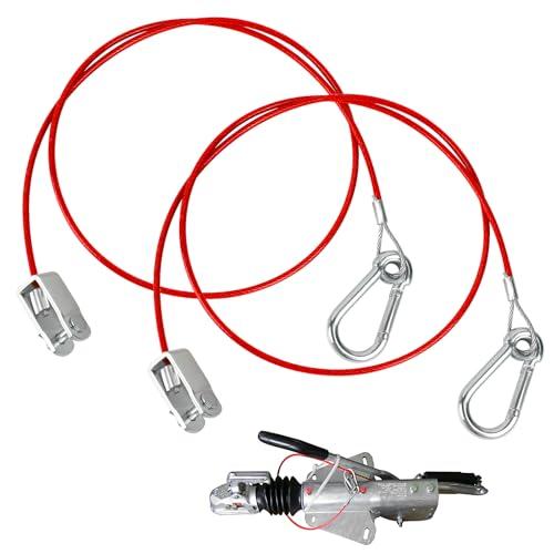 2 Pezzi Cavo Sicurezza Rimorchio, 1 M Cavo di Rottura per Rimorchi, Cavo Freno Rimorchio, ABS + Acciaio Inossidabile Cavo di Sicurezza, Carico di Rottura 150 kg per Tutti I Rimorchi con Freni Normali