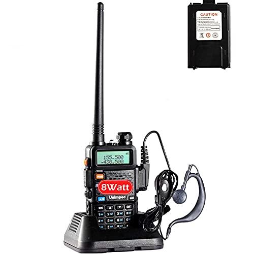 Unimped Walkie Talkie UV-5R Dual Band 65MHz-108MHz VHF/UHF LED FM 128 Memory Channels 2 Way Radio FM Transceiver Support VOX with EU Power Cable
