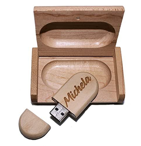Chiavetta - pennetta USB/Pendrive 16 GB 2.0 in legno con custodia personalizzata con grafiche Natalizie - personalizzala con il tuo nome! idea regalo originale -Regalo di Natale