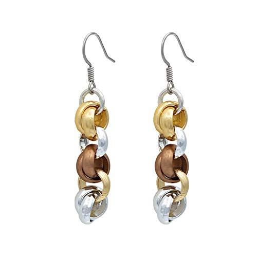 Particolarmoda orecchini donna pendenti leggeri con nodini intrecciati da 10 mm fatti a mano (Argentato/Dorato/Bronzo)
