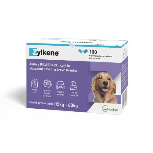 Zylkene Mangime Complementare | Cani oltre 15 kg | Rilassante per situazioni di disagio |, 100 Capsule da 450 mg