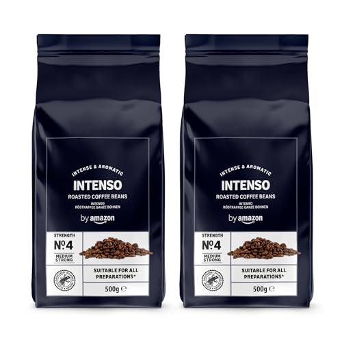 by Amazon Caffè Intenso in chicchi, tostatura chiara, 1kg, 2 Confezioni da 500g - Certificato Rainforest Alliance, Caffè in grani