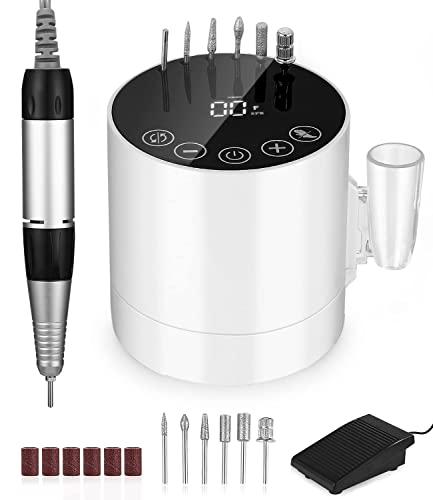 Fresa per Unghie Professionale, Lima per Unghie Elettrica 35000RPM, Set Manicure Elettrico con Pedale e 6 Fresa, Macchina per Unghie Acriliche Gel, Nail Drill, Manicure e Pedicure Elettrico